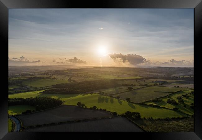 Sunset on Emley Moor Framed Print by Apollo Aerial Photography