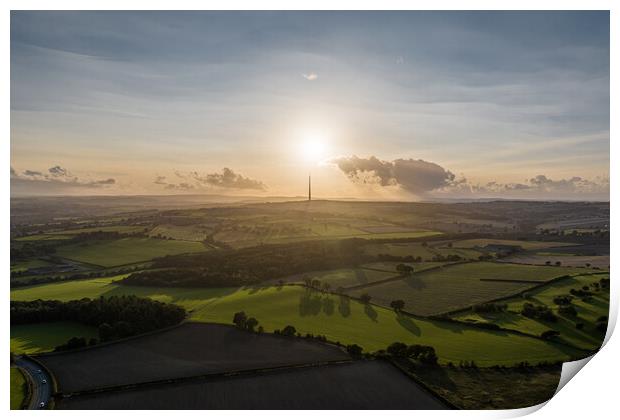 Sunset on Emley Moor Print by Apollo Aerial Photography