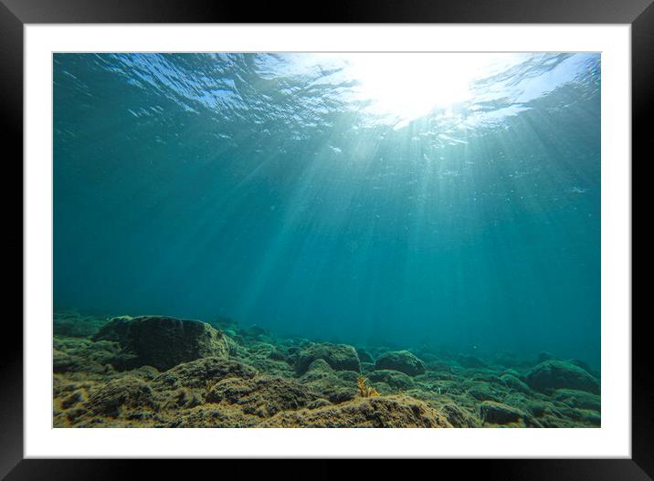 the sun under water Framed Mounted Print by kathy white
