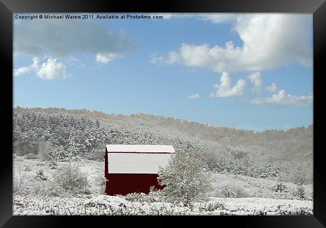 Cabin in the Snow Framed Print by Michael Waters Photography