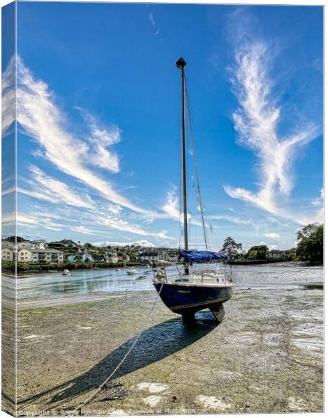 Lone yacht on the Kingsbridge estuary Devon Canvas Print by Roger Mechan