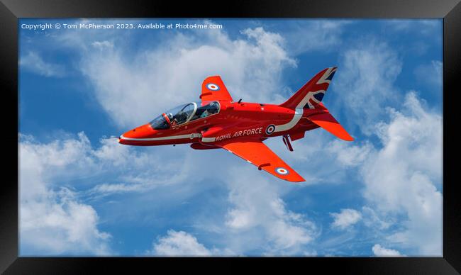 Red Arrows, Solo Plane Framed Print by Tom McPherson