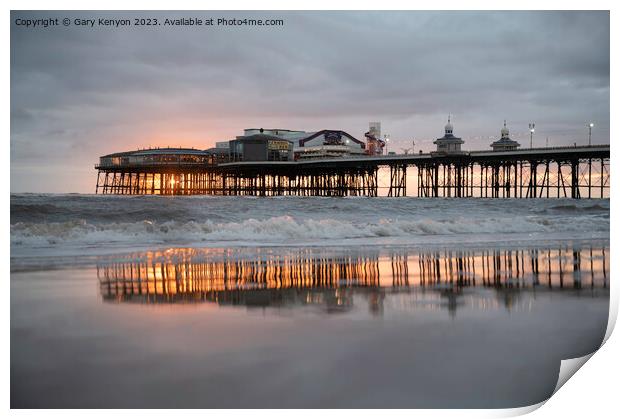 Sunset North Pier Print by Gary Kenyon
