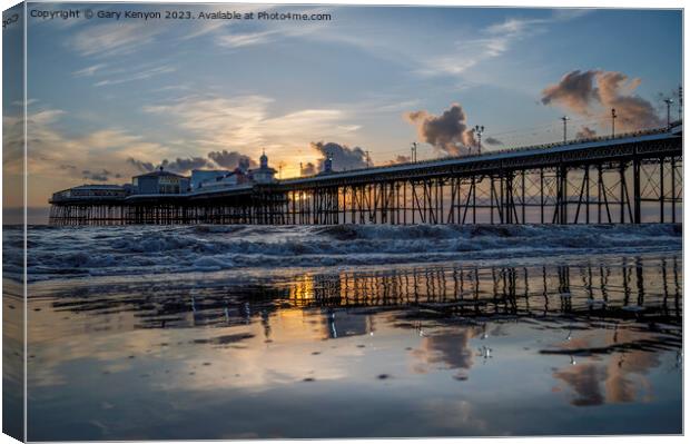 North Pier in Blackpool at Sunset Canvas Print by Gary Kenyon