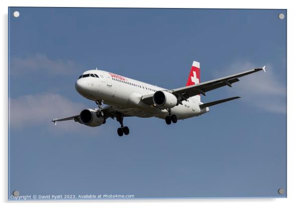 Swiss Airbus A320-214  Acrylic by David Pyatt
