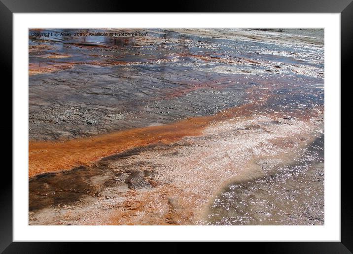 Sulfur Geysers at Yellowstone national park in Wyoming USA Framed Mounted Print by Arun 