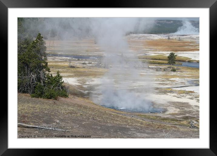 Geysers at Yellowstone national park in Wyoming USA Framed Mounted Print by Arun 