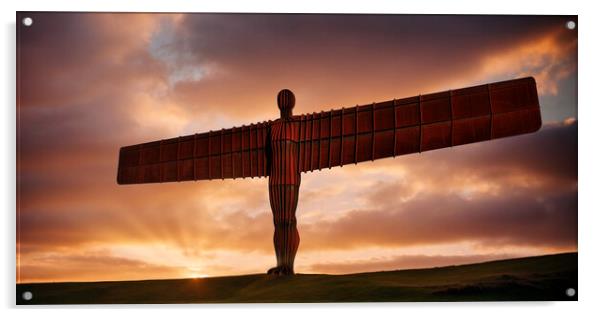 Enigmatic Angel of the North Silhouette Acrylic by Guido Parmiggiani