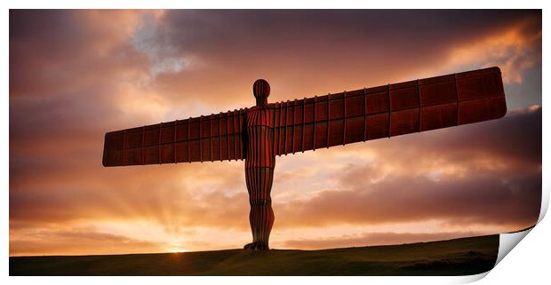 Enigmatic Angel of the North Silhouette Print by Guido Parmiggiani