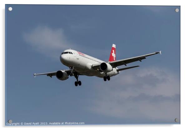 Swiss Airbus A320 Acrylic by David Pyatt