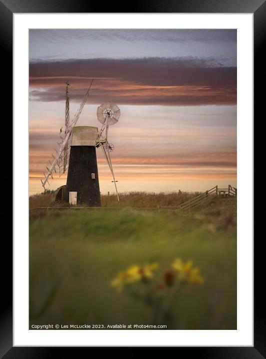 Windmill Framed Mounted Print by Les McLuckie