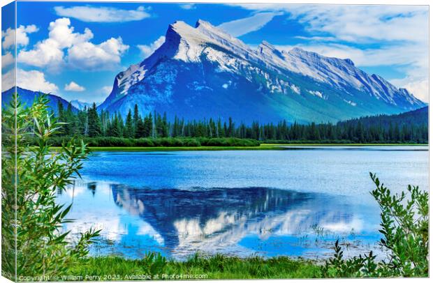 Lake Mountain Banff National Park Alberta Canada Canvas Print by William Perry