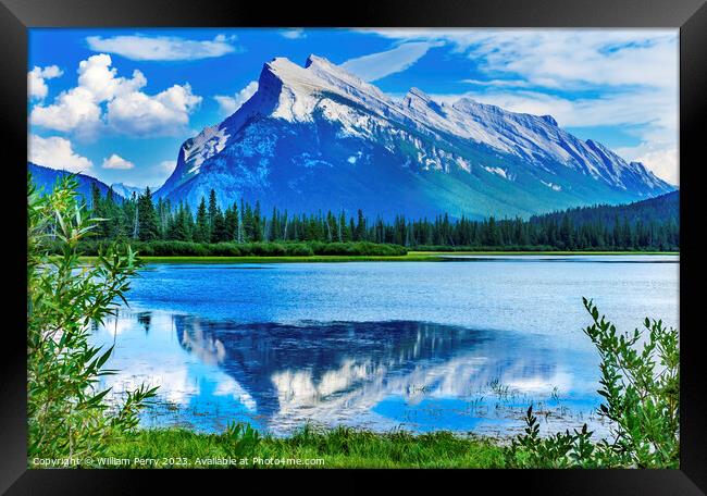 Lake Mountain Banff National Park Alberta Canada Framed Print by William Perry