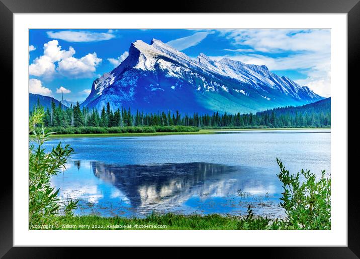 Lake Minnewanka Mountain Banff National Park Alberta Canada Framed Mounted Print by William Perry
