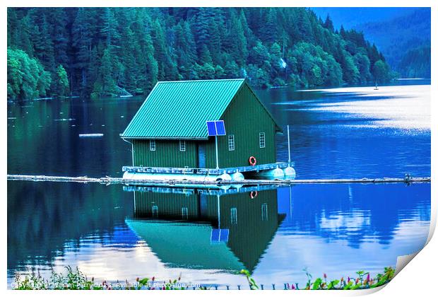 Green Building Capilano Reservoir Lake Reflection Vancouver Brit Print by William Perry