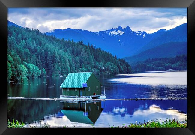 Capilano Reservoir Two Lions Mountains Vancouver BC Canada Framed Print by William Perry
