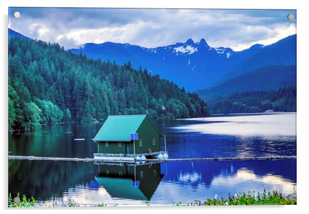 Capilano Reservoir Two Lions Mountains Vancouver BC Canada Acrylic by William Perry