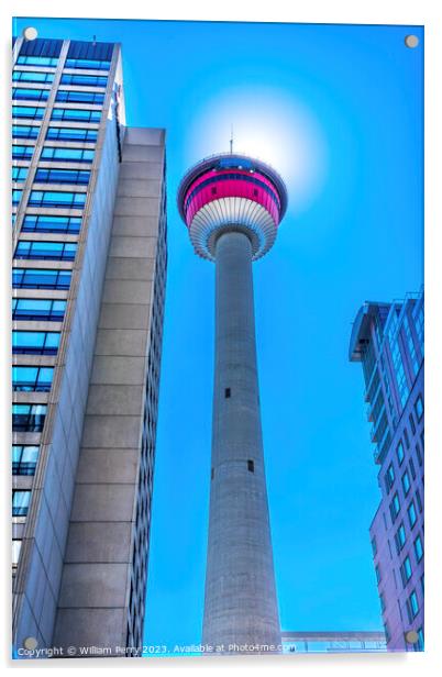 Calgary Tower Sun Alberta Canada Acrylic by William Perry