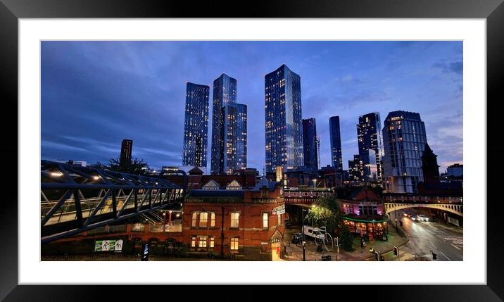 Manchester Deansgate Twilight Framed Mounted Print by Michele Davis