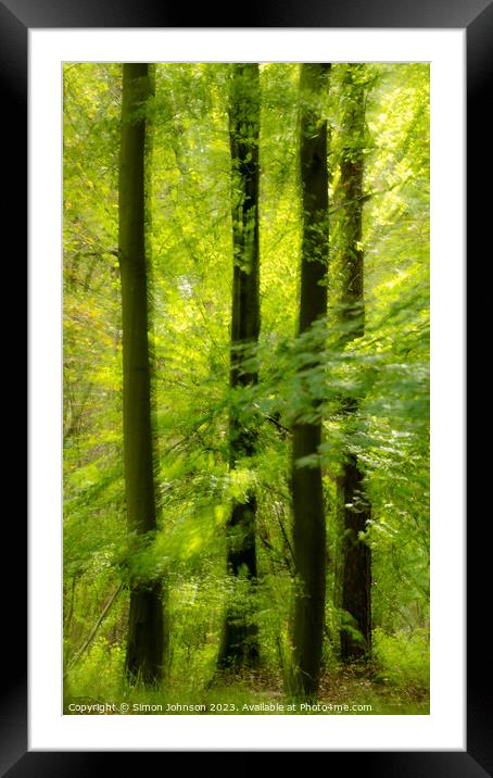sunlit leaves and trees Framed Mounted Print by Simon Johnson