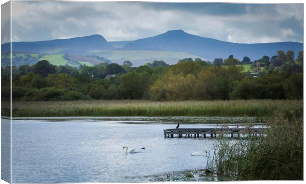 Llangorse Lake and Penyfan Canvas Print by Leighton Collins