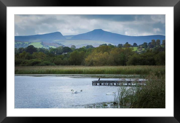 Llangorse Lake and Penyfan Framed Mounted Print by Leighton Collins