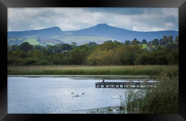 Llangorse Lake and Penyfan Framed Print by Leighton Collins