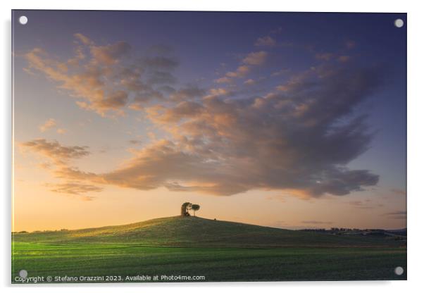 Tuscany, Maremma landscape. Old windmill and trees on top of the Acrylic by Stefano Orazzini