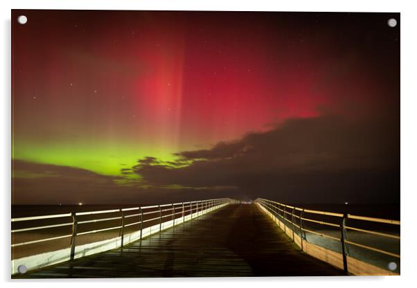 Aurora Borealis over Saltburn pier Acrylic by Kevin Winter