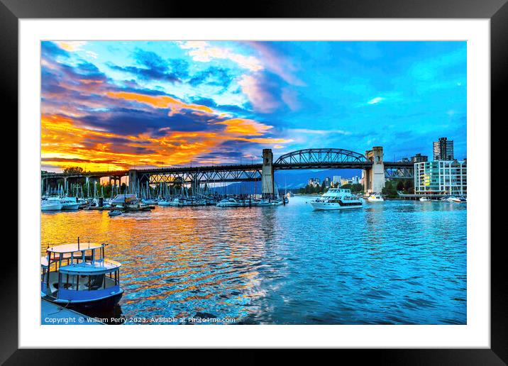 Granville Island Burrard Street Bridge Vancouver BC Canada Framed Mounted Print by William Perry