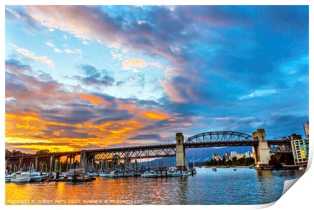 Granville Island Burrard Street Bridge Vancouver British Columbi Print by William Perry