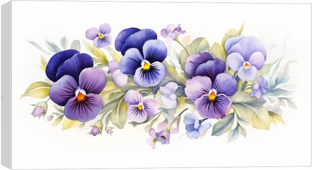 Watercolour Pansies Canvas Print by Steve Smith