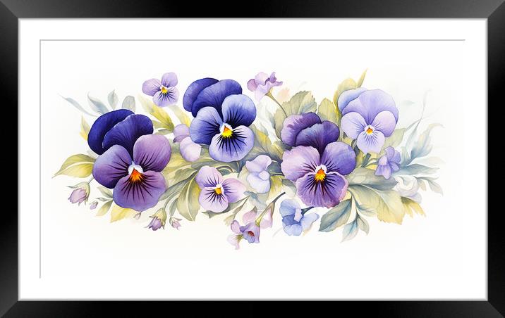Watercolour Pansies Framed Mounted Print by Steve Smith