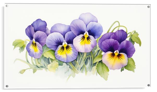 Watercolour Pansies Acrylic by Steve Smith