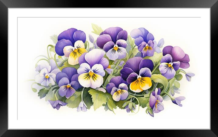 Watercolour Violas Framed Mounted Print by Steve Smith