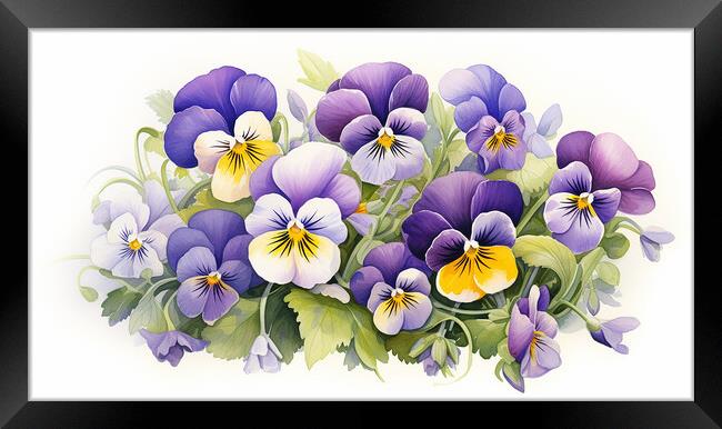 Watercolour Violas Framed Print by Steve Smith