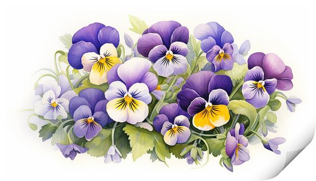 Watercolour Violas Print by Steve Smith