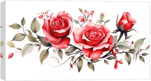 Watercolour Red Roses Canvas Print by Steve Smith