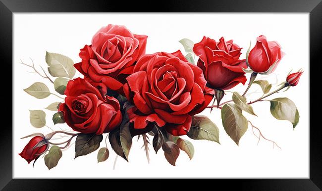 Watercolour Red Roses Framed Print by Steve Smith