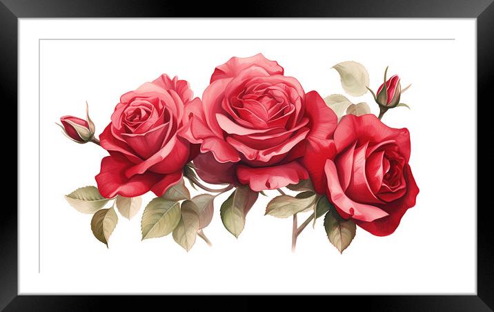 Watercolour Red Roses Framed Mounted Print by Steve Smith