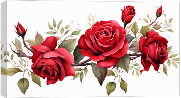 Watercolour Red Roses Canvas Print by Steve Smith