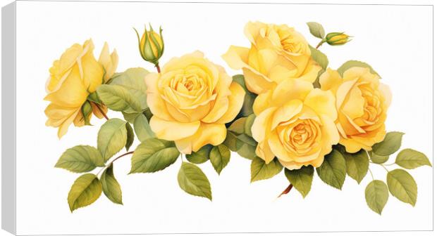 Watercolour Yellow Roses Canvas Print by Steve Smith