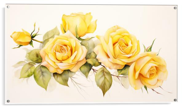 Watercolour Yellow Roses Acrylic by Steve Smith