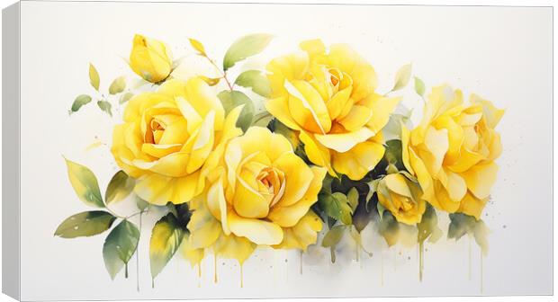 Watercolour Yellow Roses Canvas Print by Steve Smith