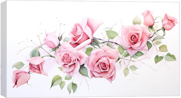 Watercolour Pink Roses Canvas Print by Steve Smith