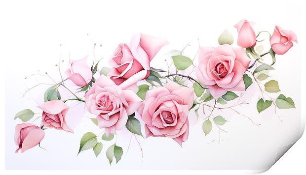 Watercolour Pink Roses Print by Steve Smith