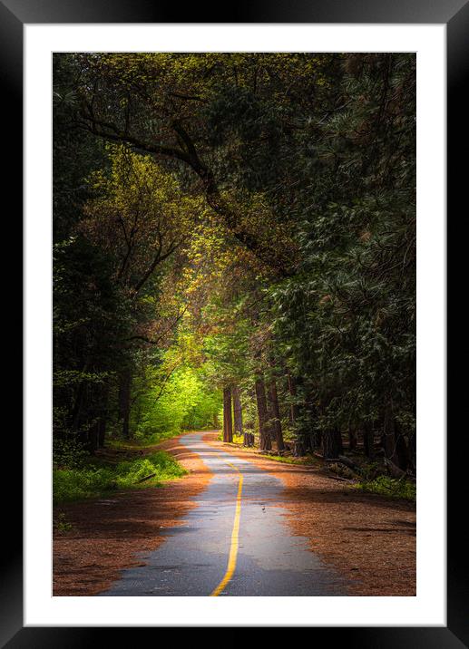 Follow The Yellow Stripe Road Framed Mounted Print by Gareth Burge Photography
