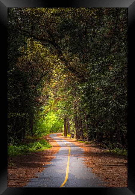 Follow The Yellow Stripe Road Framed Print by Gareth Burge Photography