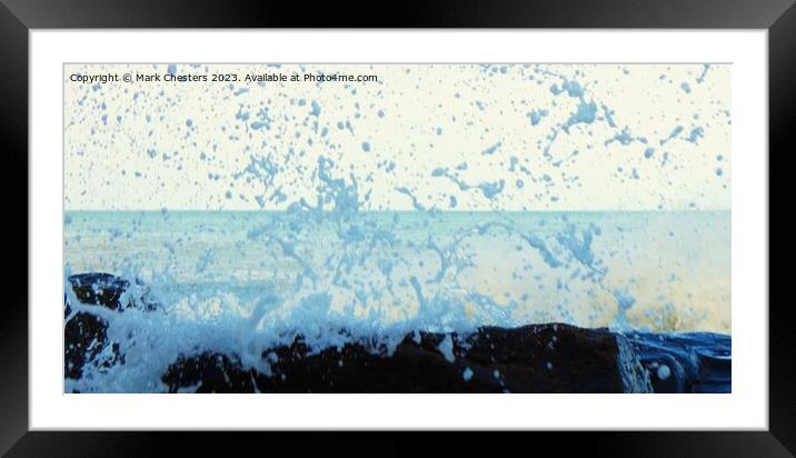 Sea crashing against rocks Framed Mounted Print by Mark Chesters