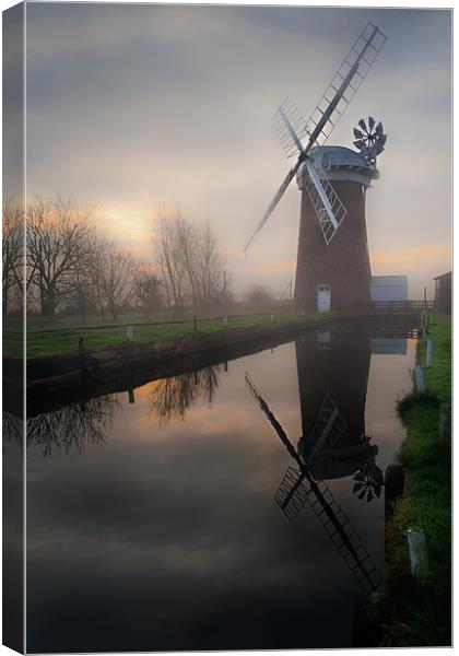 Reflecting on Horsey Mill Canvas Print by Stephen Mole